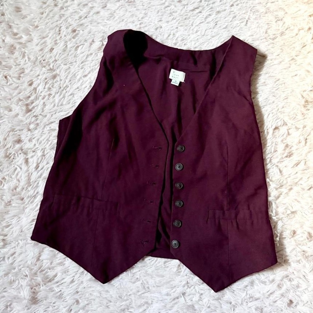 Purple Deep Regal Classic Tailored Button Down Suit Vest Womens M Whimsygoth